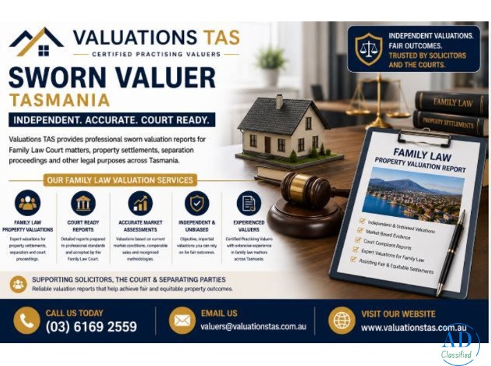 Sworn Valuer Tasmania – Independent Family Law Court Property Valuations