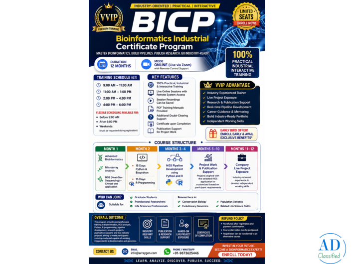Bioinformatics Industrial Certificate Program (BICP) -12 Month