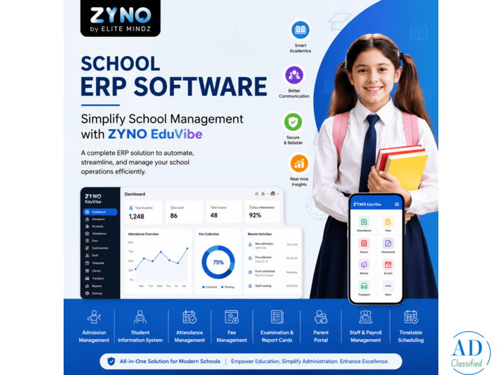 School ERP Software – Simplify School Management with ZYNO EduVibe