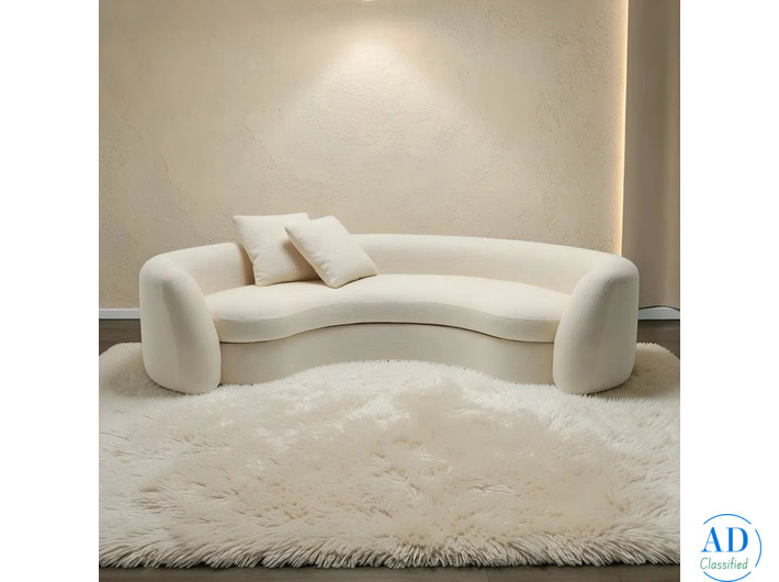 Luna Arc — Curved Bouclé Statement Sofa