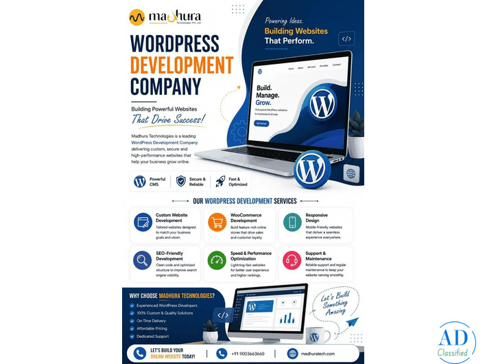 Madhura Technologies – WordPress Development Company in Coimbatore Supporting Startup Growth