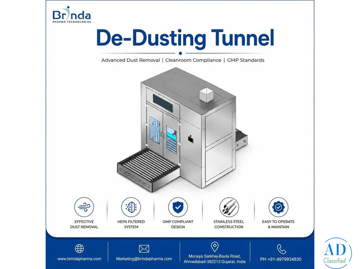 Industrial De-Dusting Tunnel Supplier - Pharma Industry