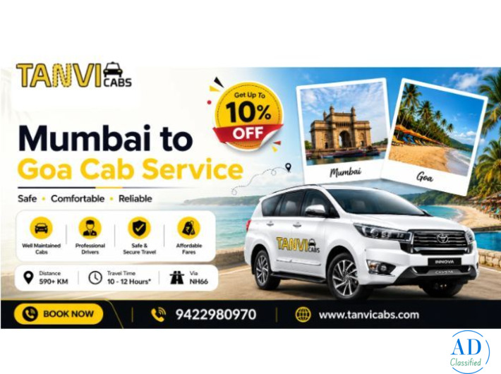 Mumbai to Goa Cab Booking - Tanvi Cabs