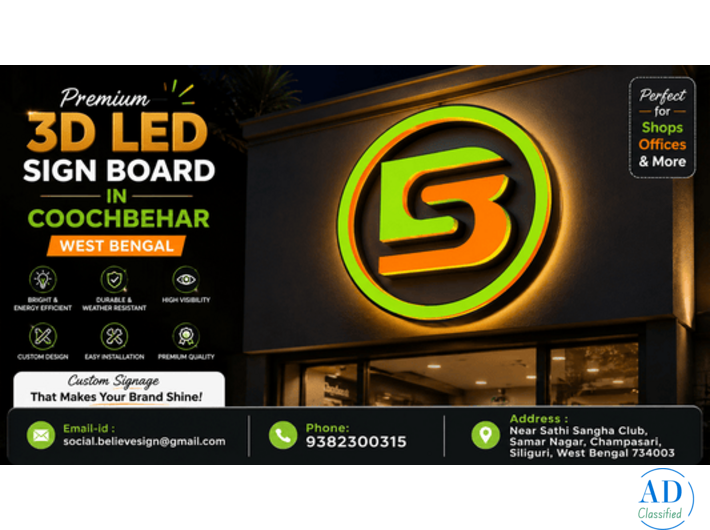 3D LED Sign Board in Cochbihar west bengal