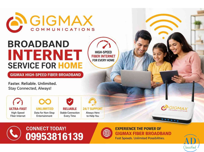 Broadband Internet Service for Home Gigmax HighSpeed Fiber Broadband