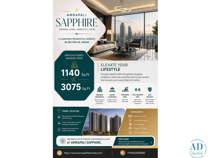 What are the available apartment configurations and layout sizes in Amrapali Sapphire