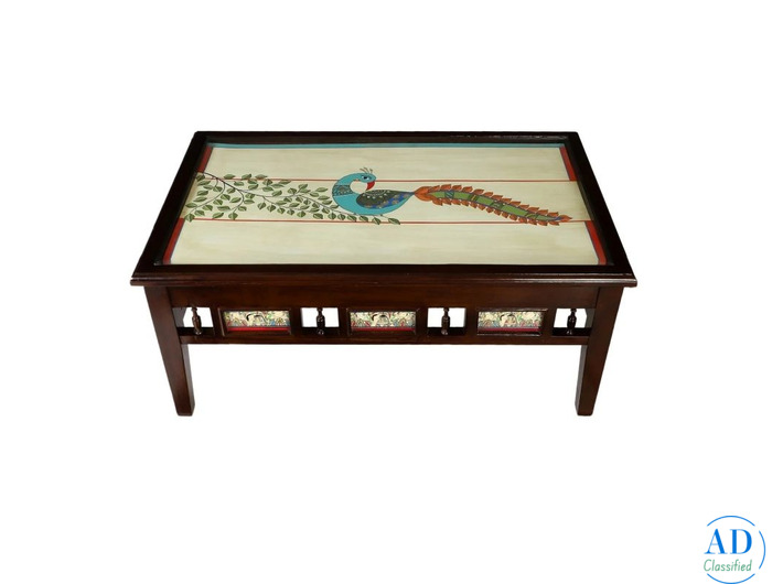 Buy Designer Teakwood Centre Table Online | Walnut Finish Coffee Table