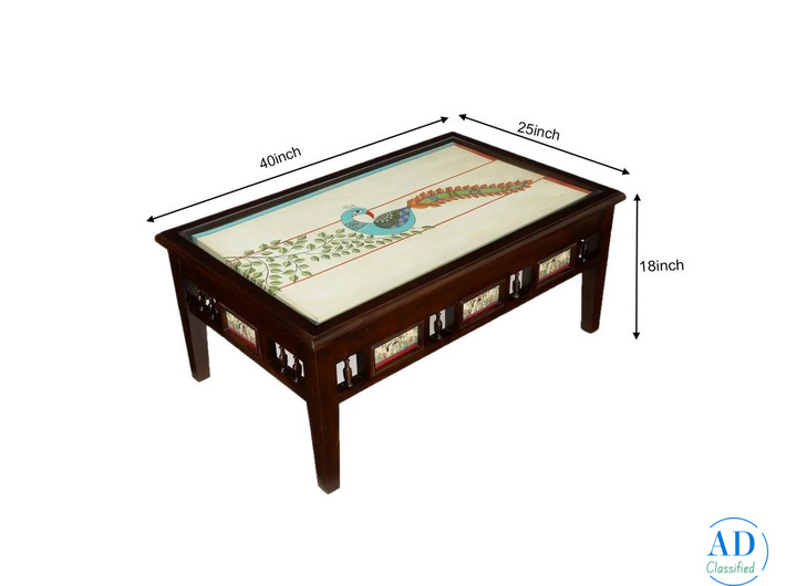 Buy Designer Teakwood Centre Table Online | Walnut Finish Coffee Table