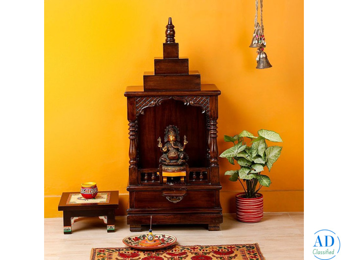 Buy Wooden Pooja Mandir Online for Home | Premium Teak Wood Temple Design