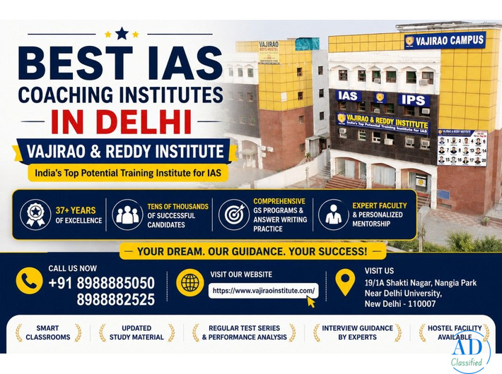 Best IAS coaching institutes in Delhi- Vajirao & Reddy Institute
