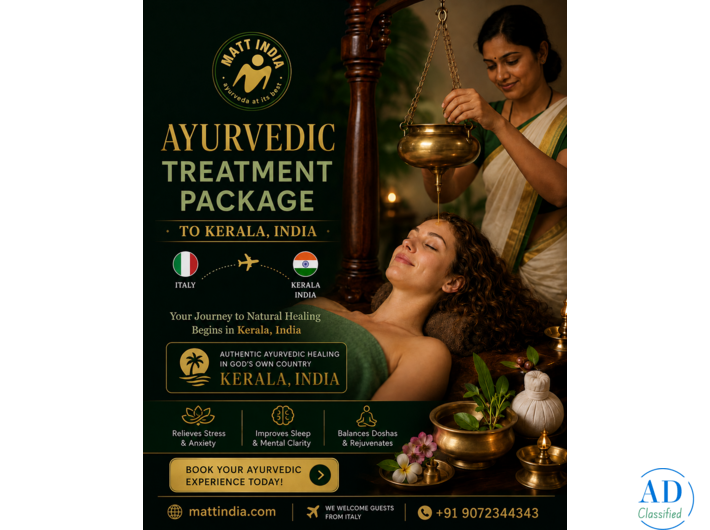 Ayurvedic Treatment Package to Kerala India from Italy