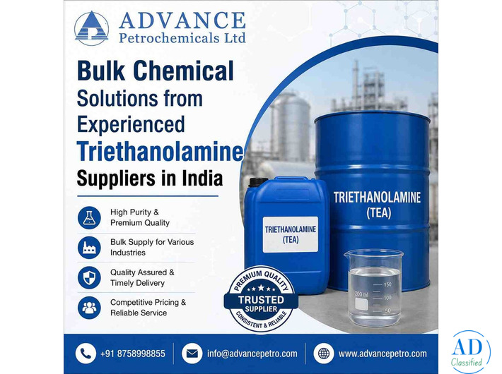 Bulk Chemical Solutions from Experienced Triethanolamine Suppliers in India