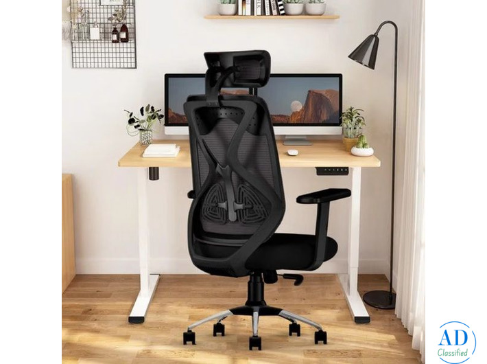 Ergonomic Mesh Office Chair with Headrest & Lumbar Support – Adjustable & Comfortable