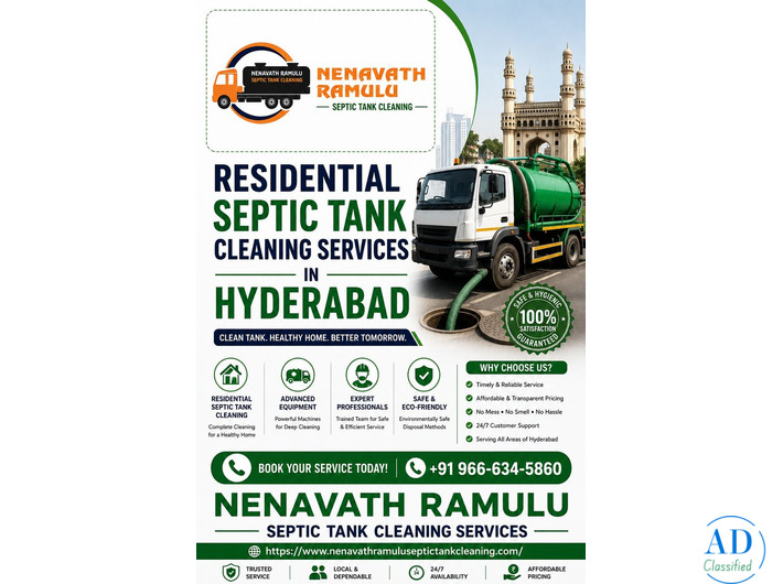 Residential Septic Tank Cleaning Services in Hyderabad – Nenavath Ramulu Septic Tank Cleaning