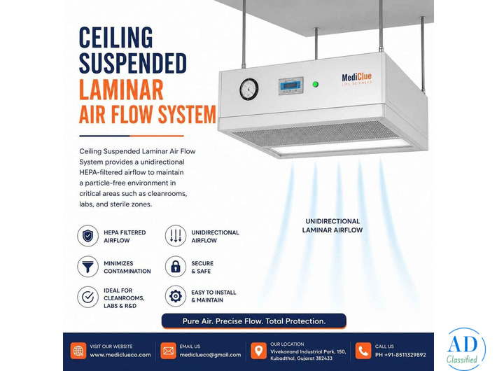 Ceiling Suspended Laminar Air Flow System – Mediclue Corporation