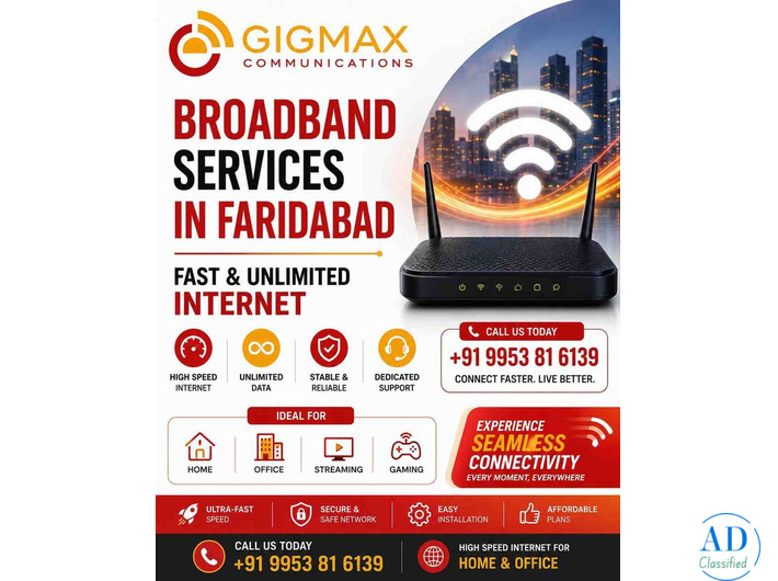 GIGMAX Broadband Services in Faridabad Fast & Unlimited Internet