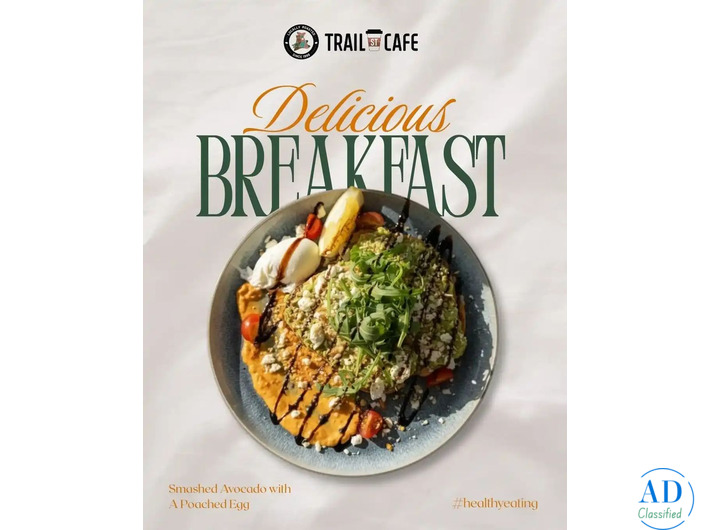 Healthy Smashed Avocado & Poached Egg Breakfast at Trail St Cafe