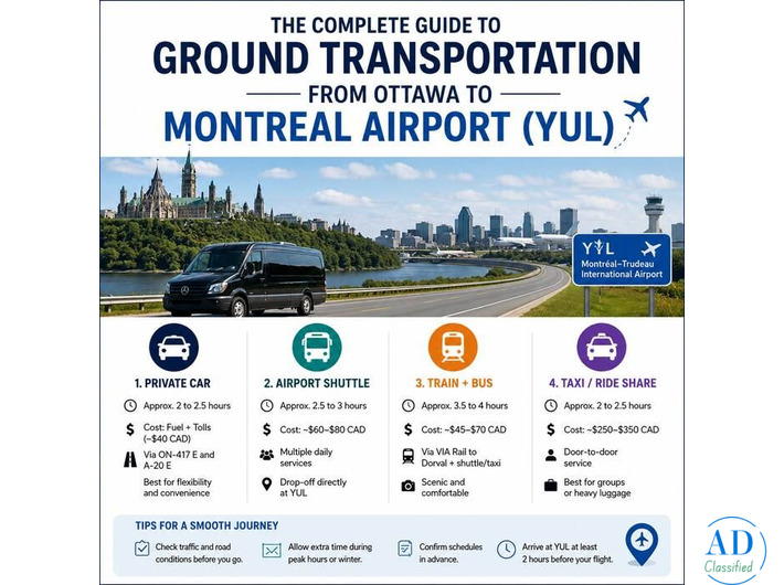 The Complete Guide to Ground Transportation from Ottawa to Montreal Airport (YUL)