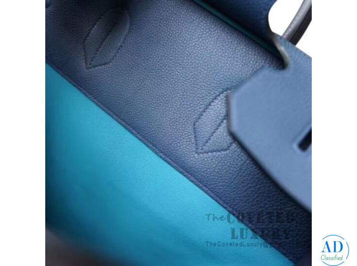 Hermes Birkin Hac 40 Bag 2Z Bieu Nuit And N7 Blue Tempete And 3P Blue Atoll Togo SHW Rating: 0%