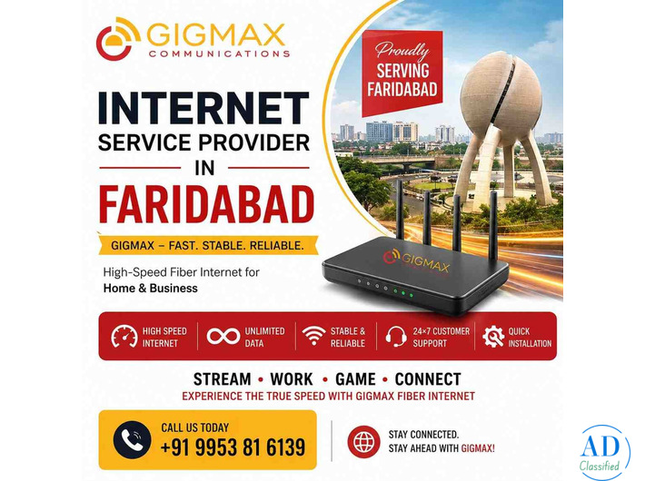 Best Internet Service Provider in Faridabad | GIGMAX Fiber Broadband