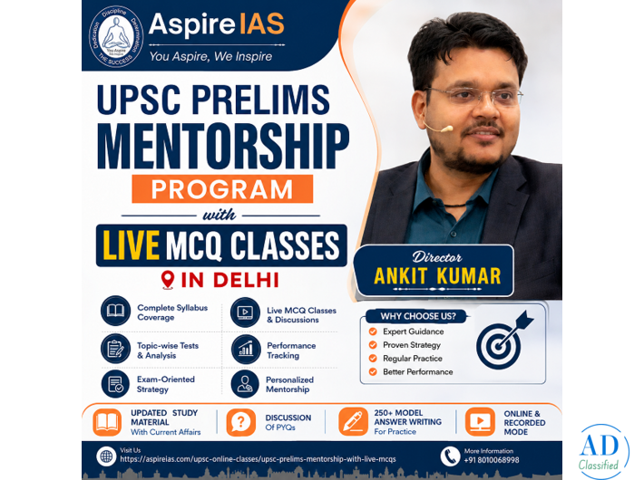 UPSC Prelims Mentorship Program with Live MCQ Classes in Delhi