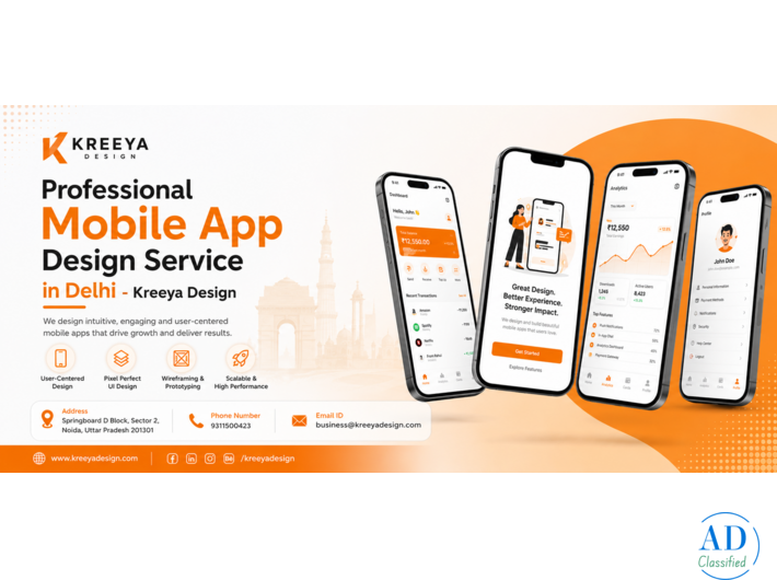 Professional Mobile App Design Service in Delhi - Kreeya Design