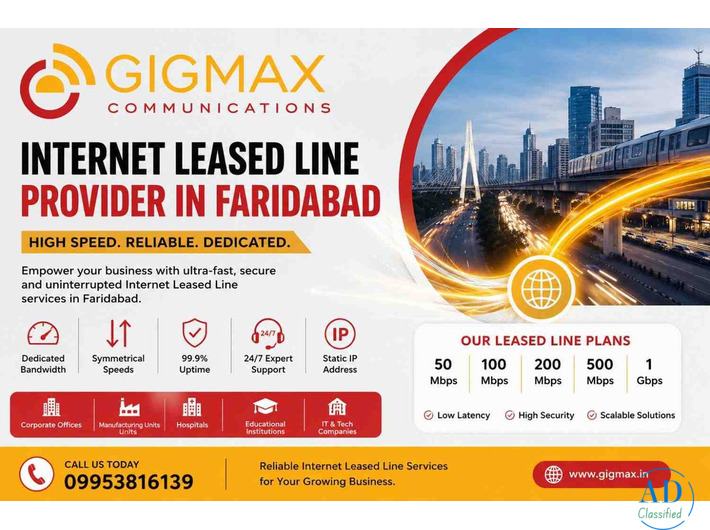 Fast & Secure Internet Leased Line Services in Faridabad – GIGMAX