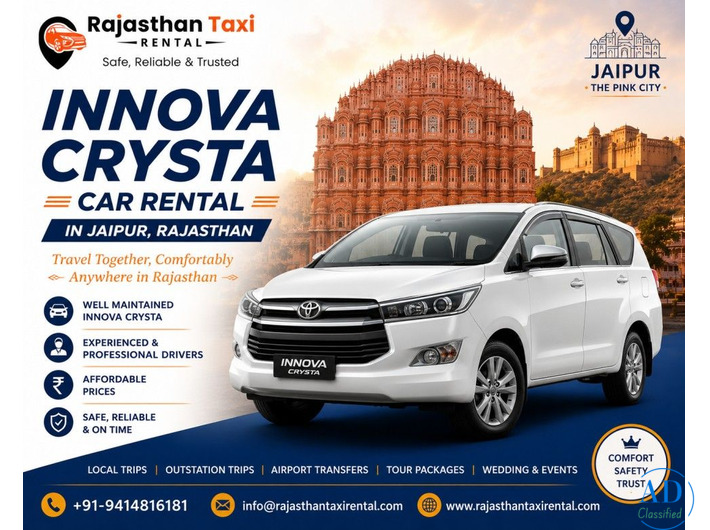 Top Reasons to Book Innova Crysta Car Rental in Jaipur