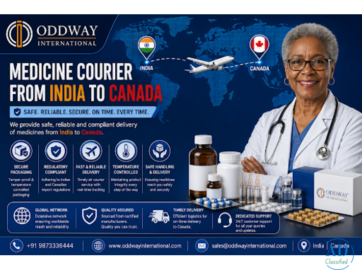 Pharmaceutical Medicine Courier from India to Canada | Oddway International