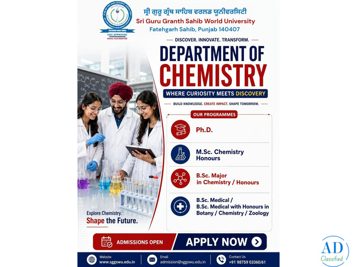 msc honours chemistry in punjab - sggswu fatehgarh sahib