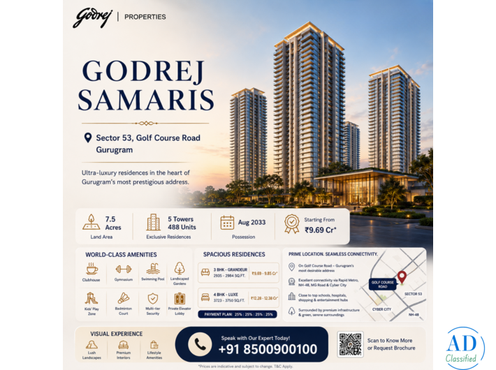 Godrej Samaris Golf Course Road Gurgaon – Booking Open