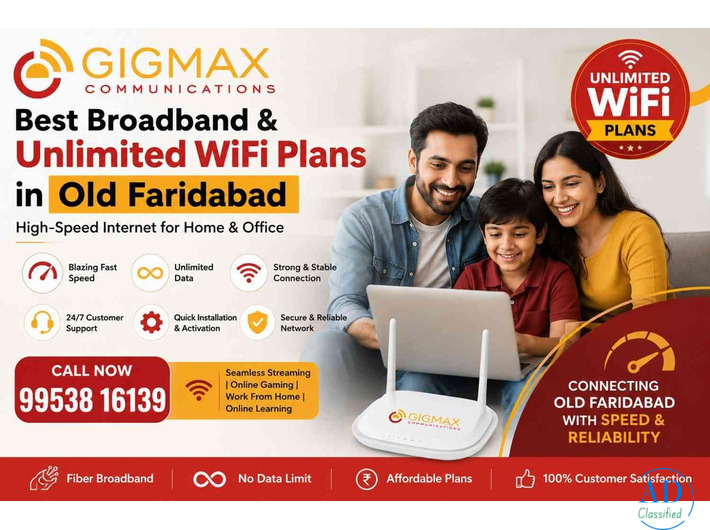 Best Broadband & Unlimited WiFi Plans in Old Faridabad GIGMAX