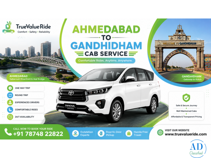 True Value Ride - Hire Ahmedabad to Gandhidham Cab Service