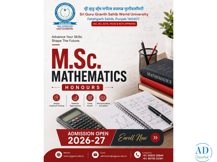 bsc mathematics honours in punjab - sggswu fatehgarh sahib