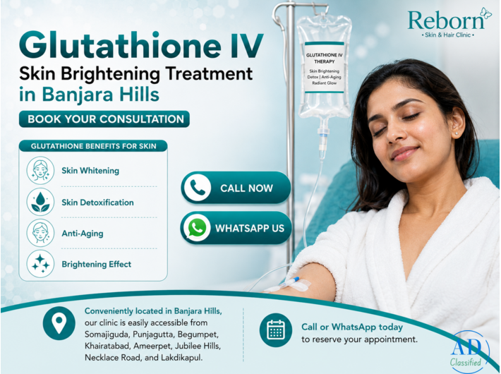 Best Glutathione IV Skin Brightening Treatment in Banjara Hills, Hyderabad