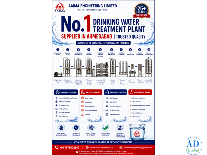 💧 No. 1 Drinking Water Treatment Plant Supplier in Ahmedabad | AAIMA Engineering
