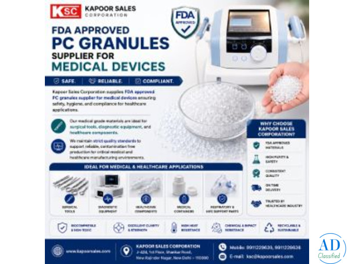FDA Approved PC Granules Supplier for Medical Devices | Kapoor Sales Corporation
