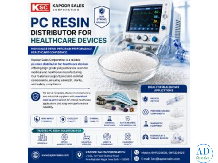 PC Resin Distributor for Healthcare Devices | Kapoor Sales Corporation