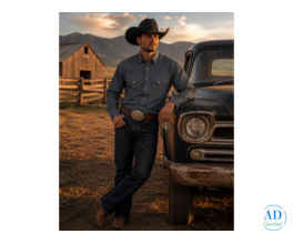 Men's Blue Stripe Cowboy Western Snap Shirt