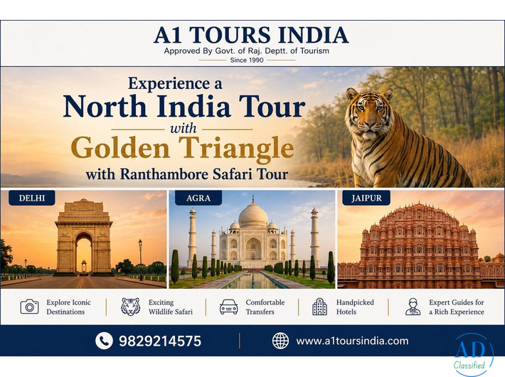 Experience a North India Tour with Golden Triangle with Ranthambore Safari Tour