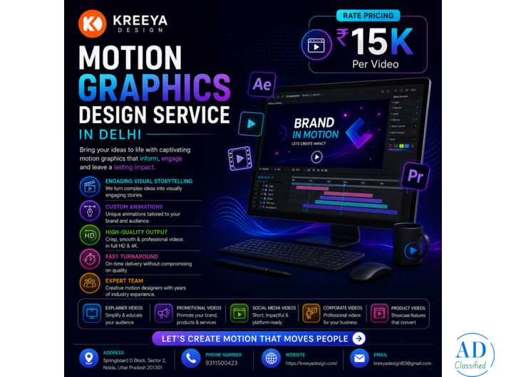 Motion Graphics Design Service in Delhi | Kreeya Design