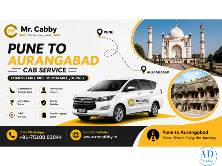 Pune to Aurangabad Cab Fare Starts from Rs. 12/Km - Mr. Cabby