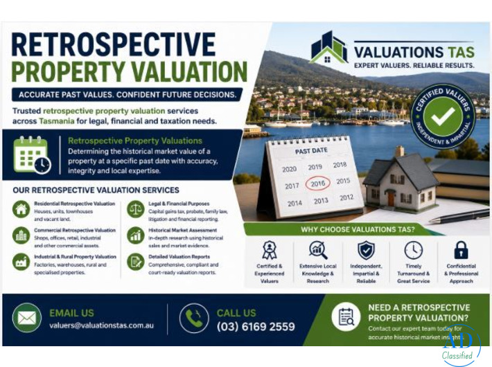 Retrospective Property Valuation | Expert Tasmanian Valuers
