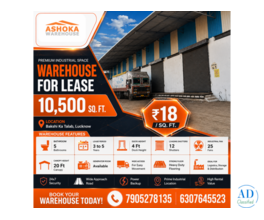 Commercial Warehouse for Lease in Lucknow | 10,500 Sqft Ready-to-Move Space