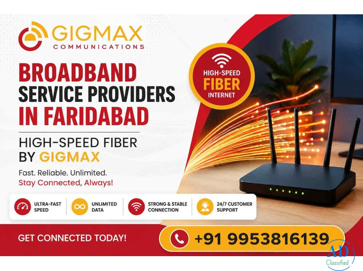 Broadband Service Providers in Faridabad High-Speed Fiber by GIGMAX