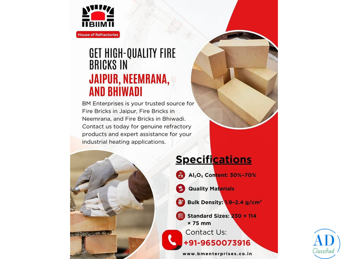 Get High-Quality Fire Bricks In Jaipur, Neemrana, and Bhiwadi