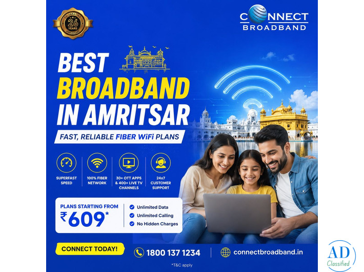Best Broadband in Amritsar Fast, Reliable Fiber WiFi Plans