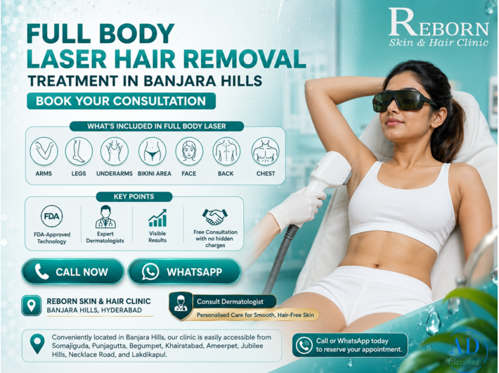 Advanced Full Body Laser Hair Removal Treatment in Banjara Hills, Hyderabad