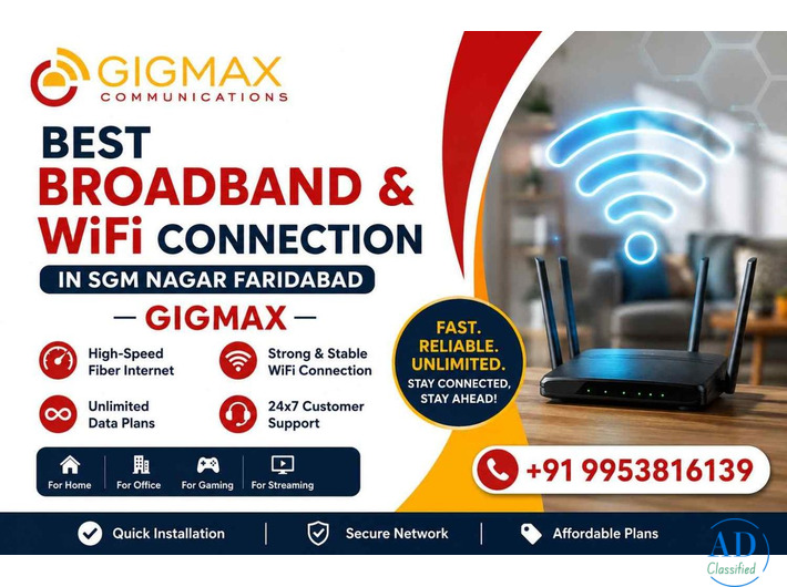 Best Broadband & WiFi Connection in SGM Nagar Faridabad – GIGMAX