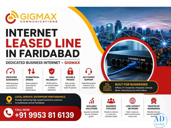 Internet Leased Line in Faridabad | Dedicated Business Internet – GIGMAX